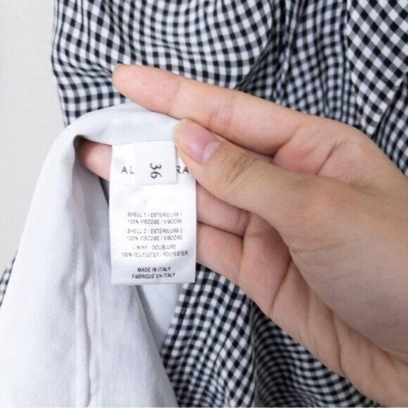 Altuzarra Yuma Gingham Check Shirtdress 36 4 Black White Front Tie - Picture 12 of 15